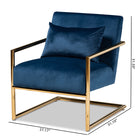 Baxton Studio Mira Glam and Luxe Navy Blue Velvet Fabric Upholstered Gold Finished Metal Lounge Chair