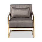Baxton Studio Mira Glam and Luxe Grey Velvet Fabric Upholstered Gold Finished Metal Lounge Chair