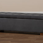 Baxton Studio Roanoke Modern and Contemporary Grey Velvet Fabric Upholstered Grid-Tufted Storage Ottoman Bench