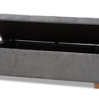 Baxton Studio Roanoke Modern and Contemporary Grey Velvet Fabric Upholstered Grid-Tufted Storage Ottoman Bench