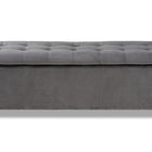 Baxton Studio Roanoke Modern and Contemporary Grey Velvet Fabric Upholstered Grid-Tufted Storage Ottoman Bench