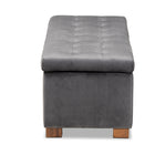 Baxton Studio Roanoke Modern and Contemporary Grey Velvet Fabric Upholstered Grid-Tufted Storage Ottoman Bench