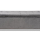 Baxton Studio Roanoke Modern and Contemporary Grey Velvet Fabric Upholstered Grid-Tufted Storage Ottoman Bench