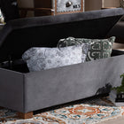 Baxton Studio Roanoke Modern and Contemporary Grey Velvet Fabric Upholstered Grid-Tufted Storage Ottoman Bench