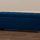 Baxton Studio Roanoke Modern and Contemporary Navy Blue Velvet Fabric Upholstered Grid-Tufted Storage Ottoman Bench