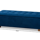 Baxton Studio Roanoke Modern and Contemporary Navy Blue Velvet Fabric Upholstered Grid-Tufted Storage Ottoman Bench