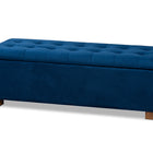 Baxton Studio Roanoke Modern and Contemporary Navy Blue Velvet Fabric Upholstered Grid-Tufted Storage Ottoman Bench