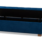 Baxton Studio Roanoke Modern and Contemporary Navy Blue Velvet Fabric Upholstered Grid-Tufted Storage Ottoman Bench