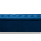 Baxton Studio Roanoke Modern and Contemporary Navy Blue Velvet Fabric Upholstered Grid-Tufted Storage Ottoman Bench