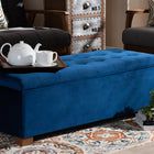 Baxton Studio Roanoke Modern and Contemporary Navy Blue Velvet Fabric Upholstered Grid-Tufted Storage Ottoman Bench