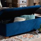 Baxton Studio Roanoke Modern and Contemporary Navy Blue Velvet Fabric Upholstered Grid-Tufted Storage Ottoman Bench