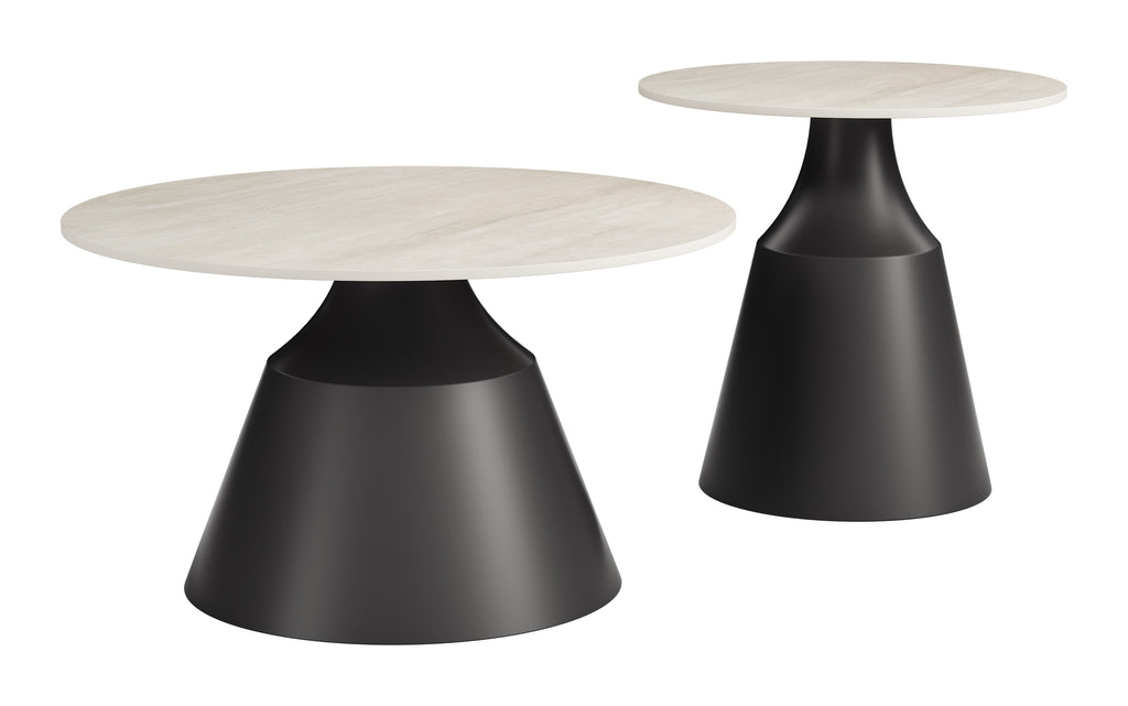 Zuo Camella Coffee Table Set (2-Piece) Light Beige & Black