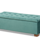 Baxton Studio Roanoke Modern and Contemporary Teal Blue Velvet Fabric Upholstered Grid-Tufted Storage Ottoman Bench