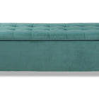 Baxton Studio Roanoke Modern and Contemporary Teal Blue Velvet Fabric Upholstered Grid-Tufted Storage Ottoman Bench