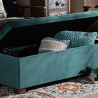 Baxton Studio Roanoke Modern and Contemporary Teal Blue Velvet Fabric Upholstered Grid-Tufted Storage Ottoman Bench