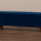 Baxton Studio Hannah Modern and Contemporary Navy Blue Velvet Fabric Upholstered Button-Tufted Storage Ottoman Bench