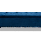 Baxton Studio Hannah Modern and Contemporary Navy Blue Velvet Fabric Upholstered Button-Tufted Storage Ottoman Bench