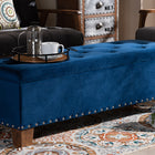 Baxton Studio Hannah Modern and Contemporary Navy Blue Velvet Fabric Upholstered Button-Tufted Storage Ottoman Bench