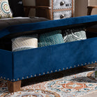 Baxton Studio Hannah Modern and Contemporary Navy Blue Velvet Fabric Upholstered Button-Tufted Storage Ottoman Bench