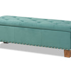 Baxton Studio Hannah Modern and Contemporary Teal Blue Velvet Fabric Upholstered Button-Tufted Storage Ottoman Bench