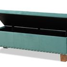 Baxton Studio Hannah Modern and Contemporary Teal Blue Velvet Fabric Upholstered Button-Tufted Storage Ottoman Bench