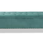 Baxton Studio Hannah Modern and Contemporary Teal Blue Velvet Fabric Upholstered Button-Tufted Storage Ottoman Bench