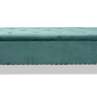 Baxton Studio Hannah Modern and Contemporary Teal Blue Velvet Fabric Upholstered Button-Tufted Storage Ottoman Bench