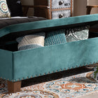Baxton Studio Hannah Modern and Contemporary Teal Blue Velvet Fabric Upholstered Button-Tufted Storage Ottoman Bench