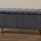 Baxton Studio Kaylee Modern and Contemporary Grey Velvet Fabric Upholstered Button-Tufted Storage Ottoman Bench