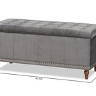 Baxton Studio Kaylee Modern and Contemporary Grey Velvet Fabric Upholstered Button-Tufted Storage Ottoman Bench