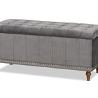 Baxton Studio Kaylee Modern and Contemporary Grey Velvet Fabric Upholstered Button-Tufted Storage Ottoman Bench