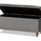 Baxton Studio Kaylee Modern and Contemporary Grey Velvet Fabric Upholstered Button-Tufted Storage Ottoman Bench