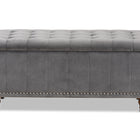 Baxton Studio Kaylee Modern and Contemporary Grey Velvet Fabric Upholstered Button-Tufted Storage Ottoman Bench
