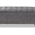 Baxton Studio Kaylee Modern and Contemporary Grey Velvet Fabric Upholstered Button-Tufted Storage Ottoman Bench