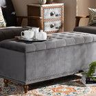Baxton Studio Kaylee Modern and Contemporary Grey Velvet Fabric Upholstered Button-Tufted Storage Ottoman Bench