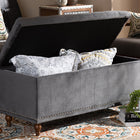 Baxton Studio Kaylee Modern and Contemporary Grey Velvet Fabric Upholstered Button-Tufted Storage Ottoman Bench