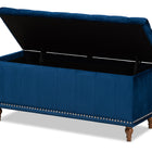 Baxton Studio Kaylee Modern and Contemporary Navy Blue Velvet Fabric Upholstered Button-Tufted Storage Ottoman Bench