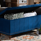 Baxton Studio Kaylee Modern and Contemporary Navy Blue Velvet Fabric Upholstered Button-Tufted Storage Ottoman Bench