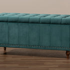 Baxton Studio Kaylee Modern and Contemporary Teal Blue Velvet Fabric Upholstered Button-Tufted Storage Ottoman Bench