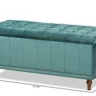 Baxton Studio Kaylee Modern and Contemporary Teal Blue Velvet Fabric Upholstered Button-Tufted Storage Ottoman Bench
