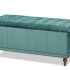 Baxton Studio Kaylee Modern and Contemporary Teal Blue Velvet Fabric Upholstered Button-Tufted Storage Ottoman Bench