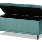 Baxton Studio Kaylee Modern and Contemporary Teal Blue Velvet Fabric Upholstered Button-Tufted Storage Ottoman Bench