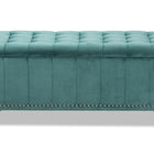 Baxton Studio Kaylee Modern and Contemporary Teal Blue Velvet Fabric Upholstered Button-Tufted Storage Ottoman Bench