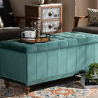 Baxton Studio Kaylee Modern and Contemporary Teal Blue Velvet Fabric Upholstered Button-Tufted Storage Ottoman Bench