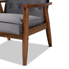 Baxton Studio Sorrento Mid-century Modern Grey Velvet Fabric Upholstered Walnut Finished Wooden Lounge Chair