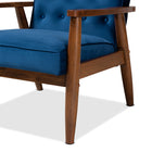 Baxton Studio Sorrento Mid-century Modern Navy Blue Velvet Fabric Upholstered Walnut Finished Wooden Lounge Chair
