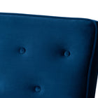 Baxton Studio Sorrento Mid-century Modern Navy Blue Velvet Fabric Upholstered Walnut Finished Wooden 3-seater Sofa