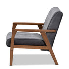 Baxton Studio Asta Mid-Century Modern Grey Velvet Fabric Upholstered Walnut Finished Wood Armchair
