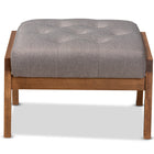 Baxton Studio Naeva Mid-Century Modern Grey Fabric Upholstered Walnut Finished Wood Footstool