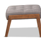 Baxton Studio Naeva Mid-Century Modern Grey Fabric Upholstered Walnut Finished Wood Footstool